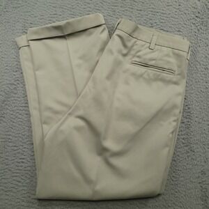 Haggar‎ Cool 18 Mens 36x29.5 Beige Pleated Cuffed Dress Pants Trousers